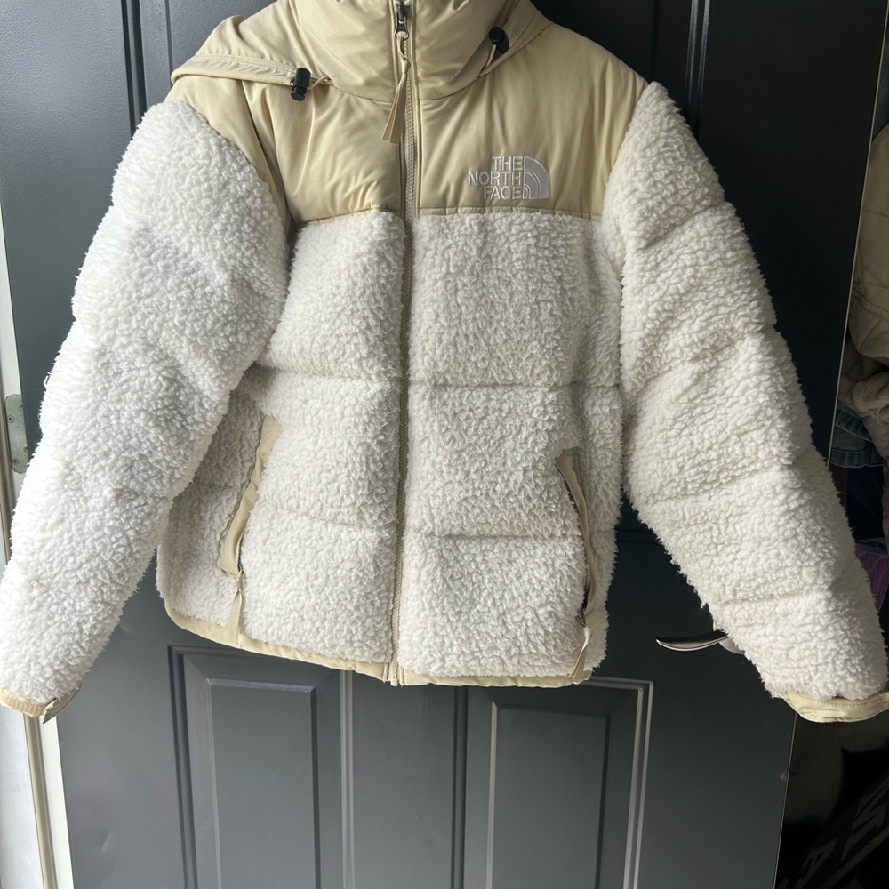 The North Face Beige and White Puffer Jacket